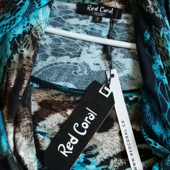 Red Coral Small size Sleeve Summer dress Multicolor blue Brown relax Dress up - Picture 6 of 9